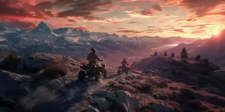 Quad riders on mountain, an example of affordable off-road vehicles from Coolster
