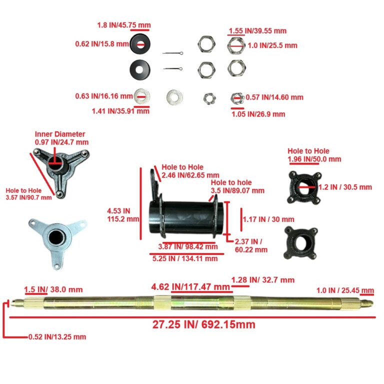 3-Prong Hub Rear Axle Assembly for ATVs and Go-Karts