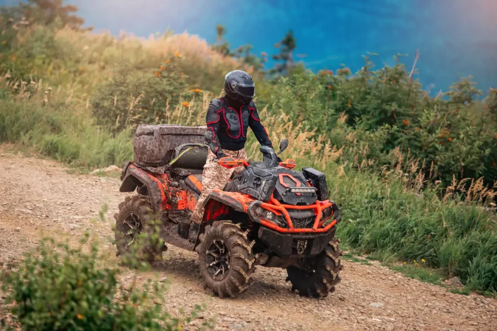 ATV riding through woods