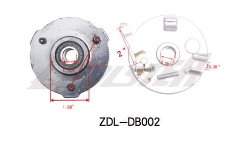 A diagram illustrating the components of a Front-Right Brake Shoe Assembly 3125B (BSFR-8) (ZDL-DB002) drum brake hub.