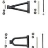 A pair of black Front A-Arm for 3125B (FAA-8) (MGM-JA004) sway bars and bolts on a white background, attached to an A Arm.