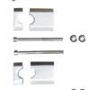 A set of Handle Bracket 214F (MGM-QA004) and screws for holding and mounting various items.