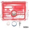 A measuring tape attached to a Gas Tank 6110A (GT-24) (MGM-HG001) plastic container.