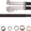 A set of Front Fork Scooter F3 (MGM-CB001) parts, including a steering wheel and a bracket.