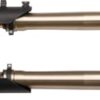 A black and gold Front Suspension 214X-X-140 : 700mm (MGM-CC012) pair with a bracket on a white background.