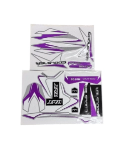 Two sets of Body Decals for the XR-125A with purple and black graphics on a white background.