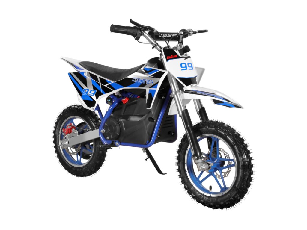 E-500 Electric Dirt Bike Blue Quarter Right View