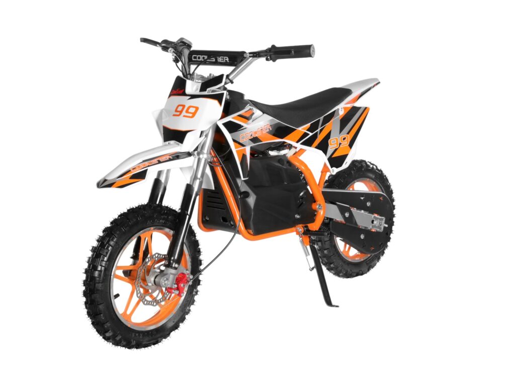 E-500 Electric Dirt Bike Orange Left Quarter View