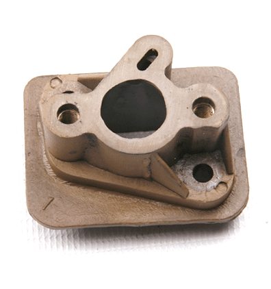 A white background with a tan Intake Manifold for 2-stroke (IN-2) (LCJ-D013) piece of metal.