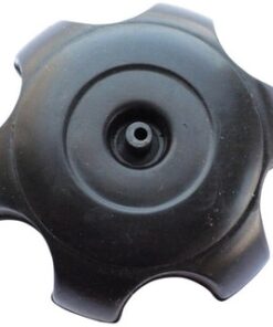 A black plastic Gas Tank Cap (Plastic) (GTC-2) (SLJ-BQG01) resembling a gas tank cap on a white background.
