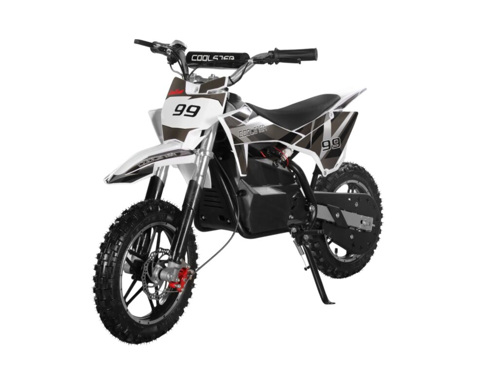 E-500 Electric Dirt Bike Grey Left Quarter View