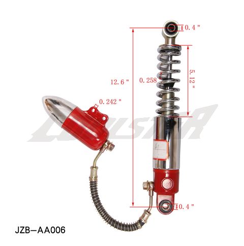 A red Front Suspension 320mm (SU-15) (JZB-AA006) for a motorcycle.