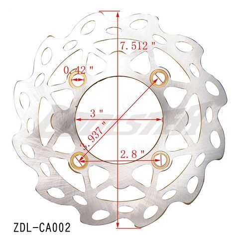 A diagram displaying the dimensions of a Front Disc Brake 214:190mm (BDFR-7) (ZDL-CA002).