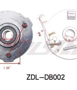 A diagram illustrating the components of a Front-Right Brake Shoe Assembly 3125B (BSFR-8) (ZDL-DB002) drum brake hub.