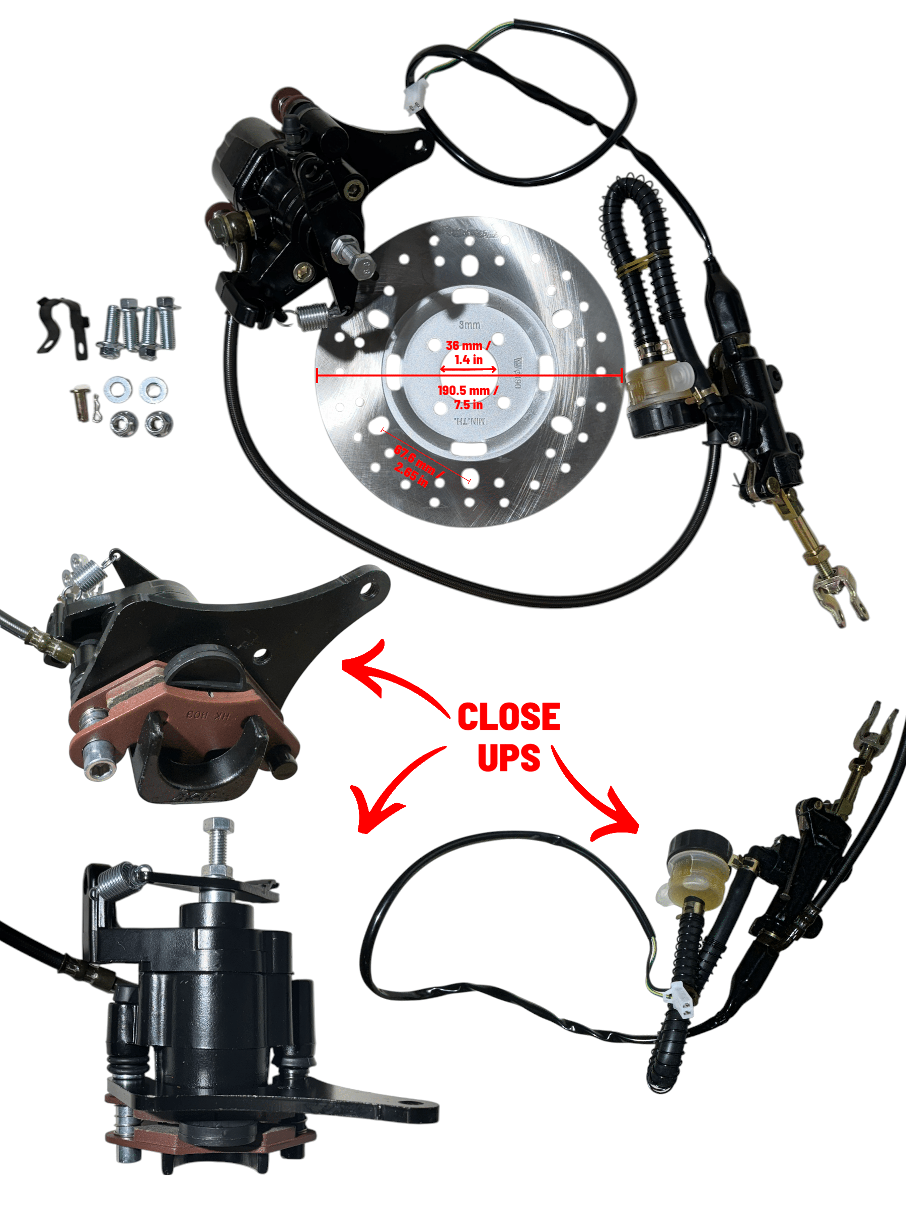 ATV REAR HYDRAULIC BRAKE ASSEMBLY FOR COOLSTER 3250S.