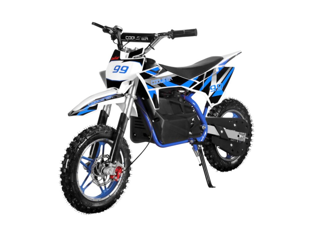 E-500 Electric Dirt Bike Blue Quater Left View