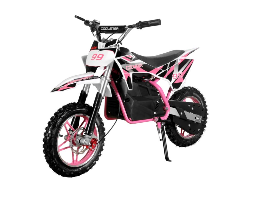 E-500 Electric Dirt Bike Pink Left Quarter View