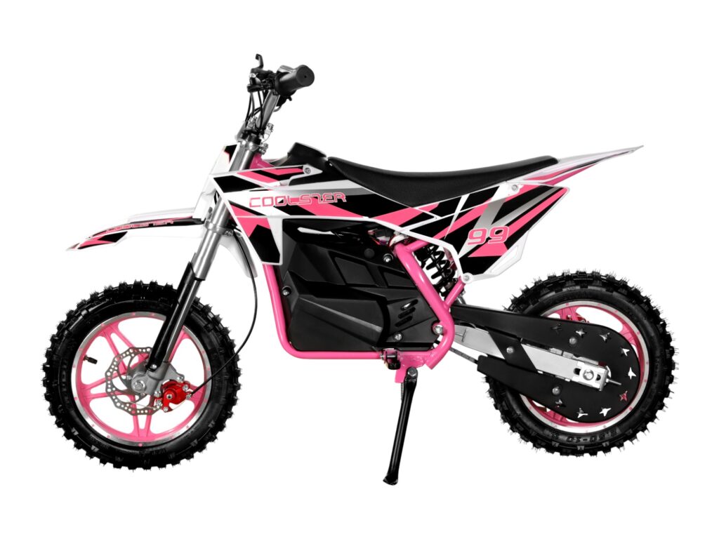 E-500 Electric Dirt Bike Pink Left Side View